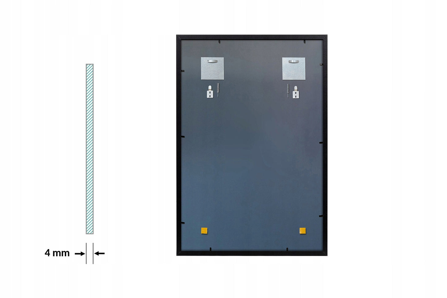 Modernus sieninis veidrodis su juodu rėmu 70x50 cm