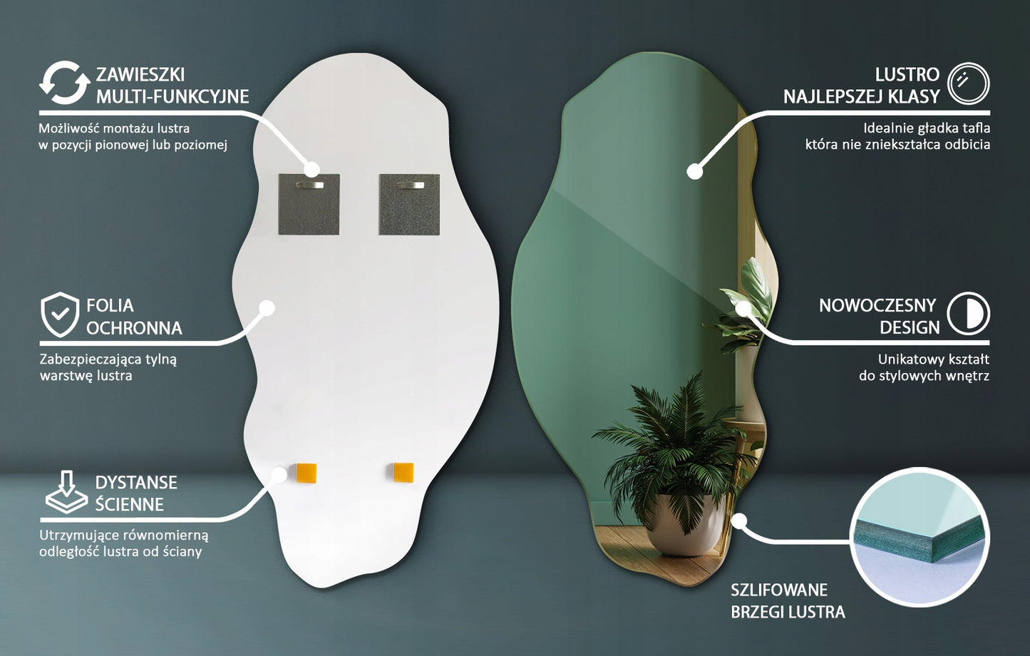 Modernus Kabantis Sieninis Veidrodis Loft Stiliaus Svetainei, Miegamajam, Tualetiniam Stalui