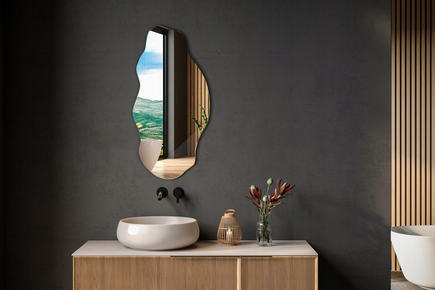 Modernus Kabantis Sieninis Veidrodis Loft Stiliaus Svetainei, Miegamajam, Tualetiniam Stalui