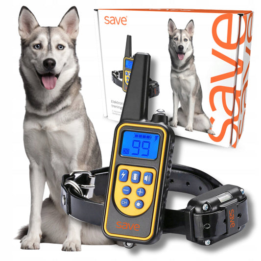 Elektrinė šunų dresavimo antkaklis TRENAŽIERIUS 800M su nuotolinio valdymo pulteliu, atsparus vandeniui