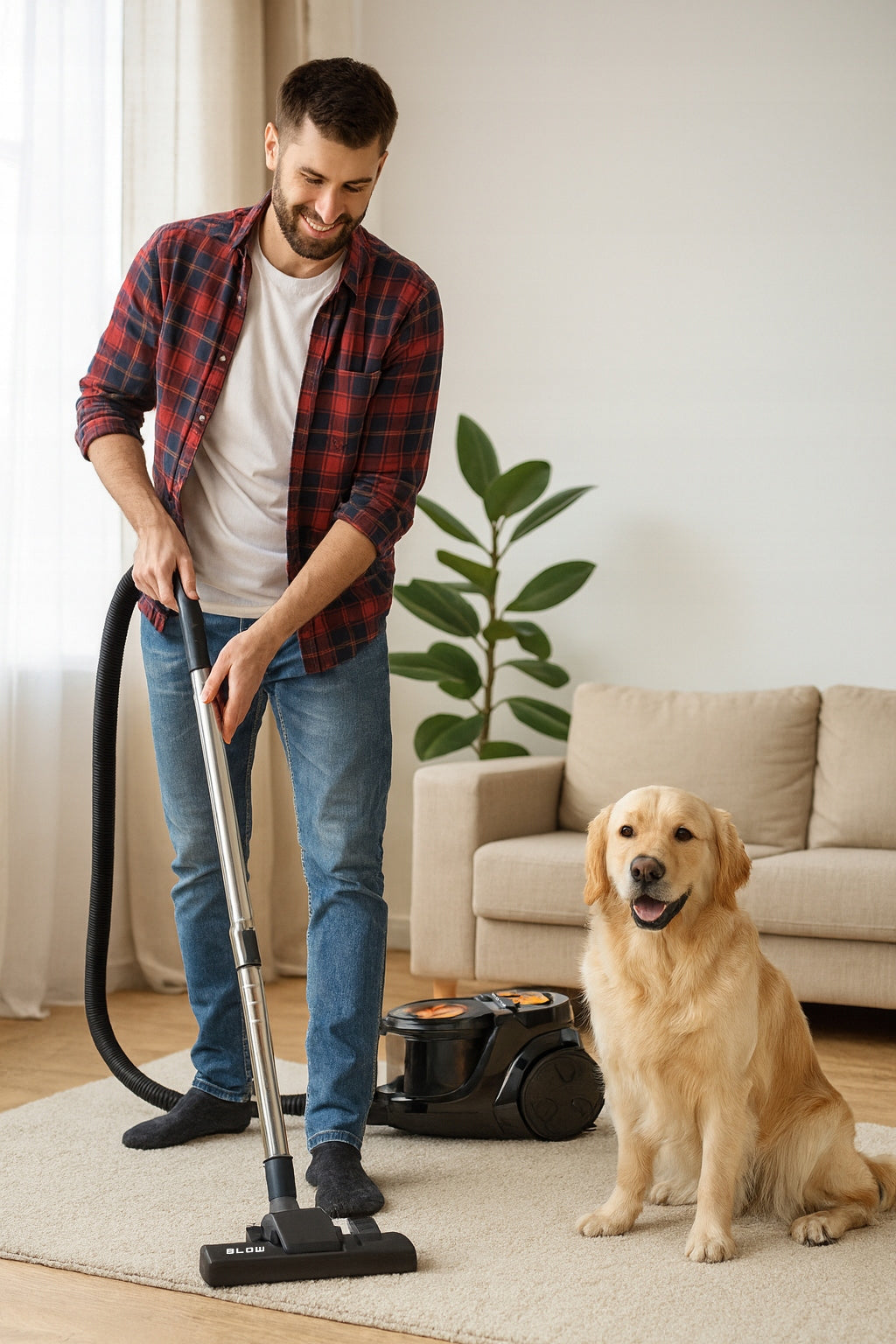 Cikloninis dulkių siurblys be maišelio, buitinis, galingas, su HEPA filtru ir turbopėda, lengvas