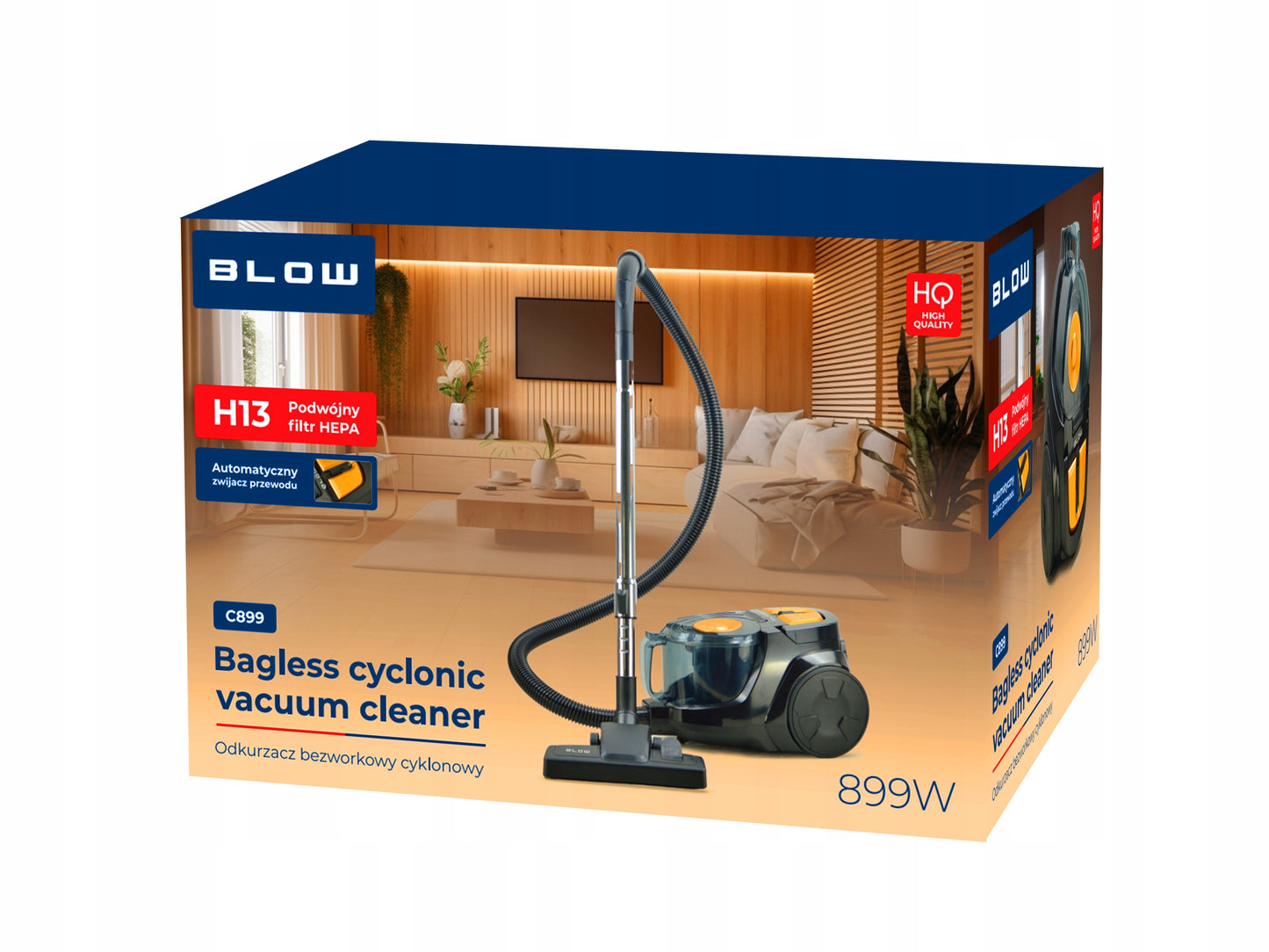 Cikloninis dulkių siurblys be maišelio, buitinis, galingas, su HEPA filtru ir turbopėda, lengvas