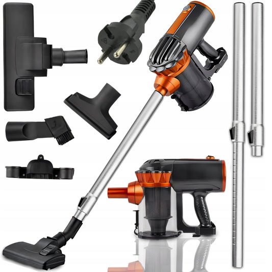 Vertikalus rankinis cikloninis dulkių siurblys be maišelio, galingas 650W, 5in1, patogus, 5m