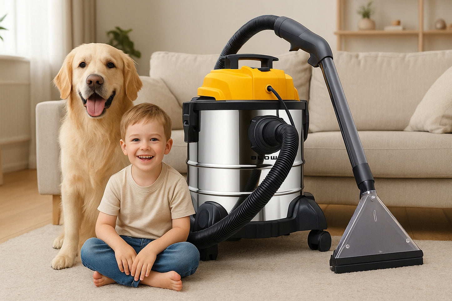 Pramoninis skalbiamasis dulkių siurblys, galingas, 2300W, 20L, apmušalų ir kilimų plovimui