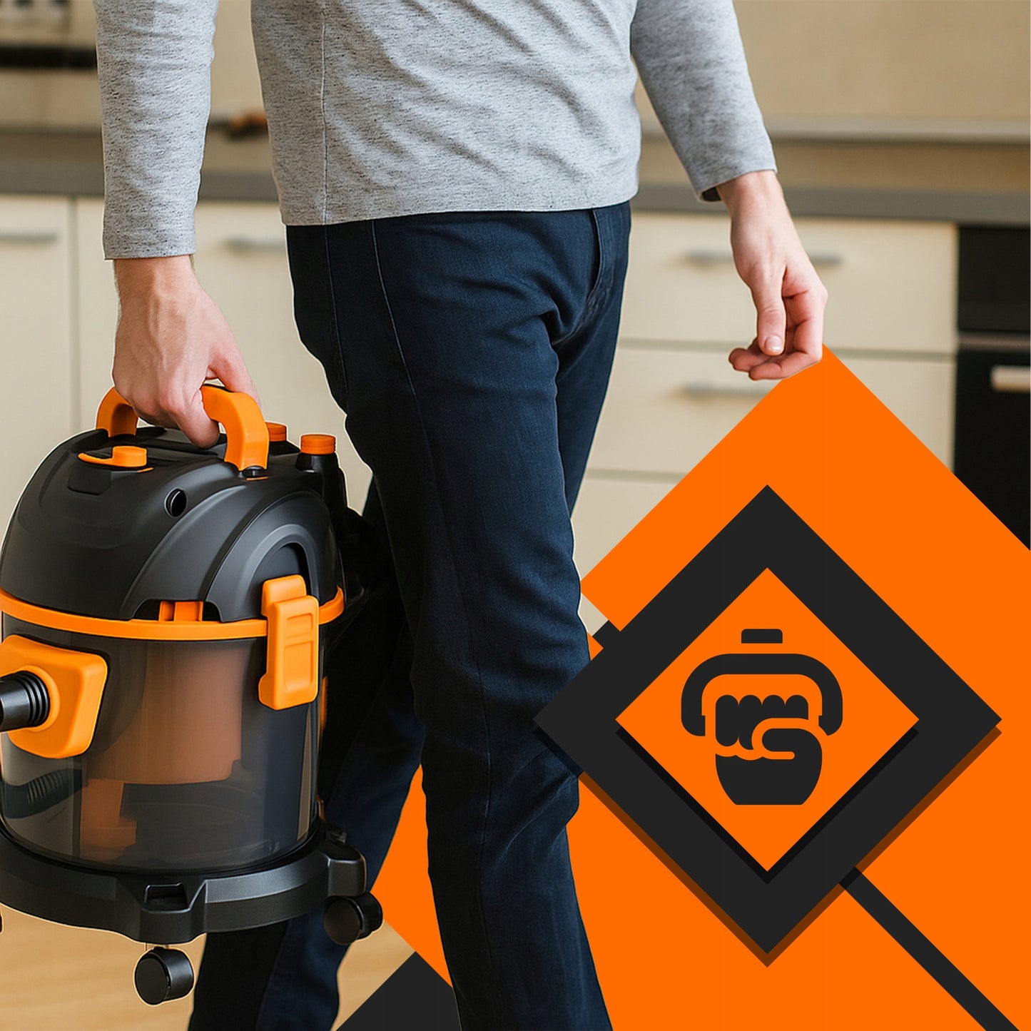 UNIVERSALUS BE MAIŠELIO PRAMONINIS SIURBLYS, 2200W, 4v1, 25L TALPA