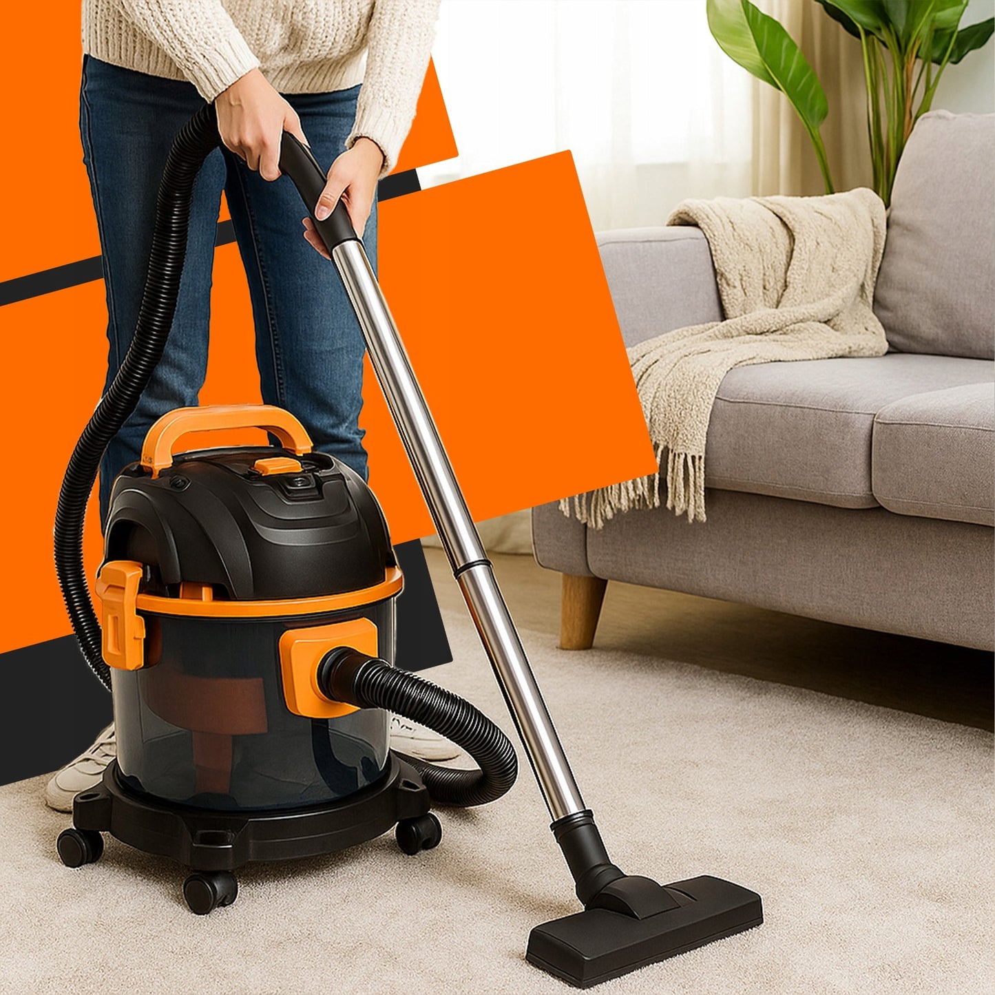 UNIVERSALUS BE MAIŠELIO PRAMONINIS SIURBLYS, 2200W, 4v1, 25L TALPA