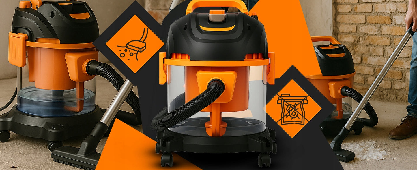 UNIVERSALUS BE MAIŠELIO PRAMONINIS SIURBLYS, 2200W, 4v1, 25L TALPA