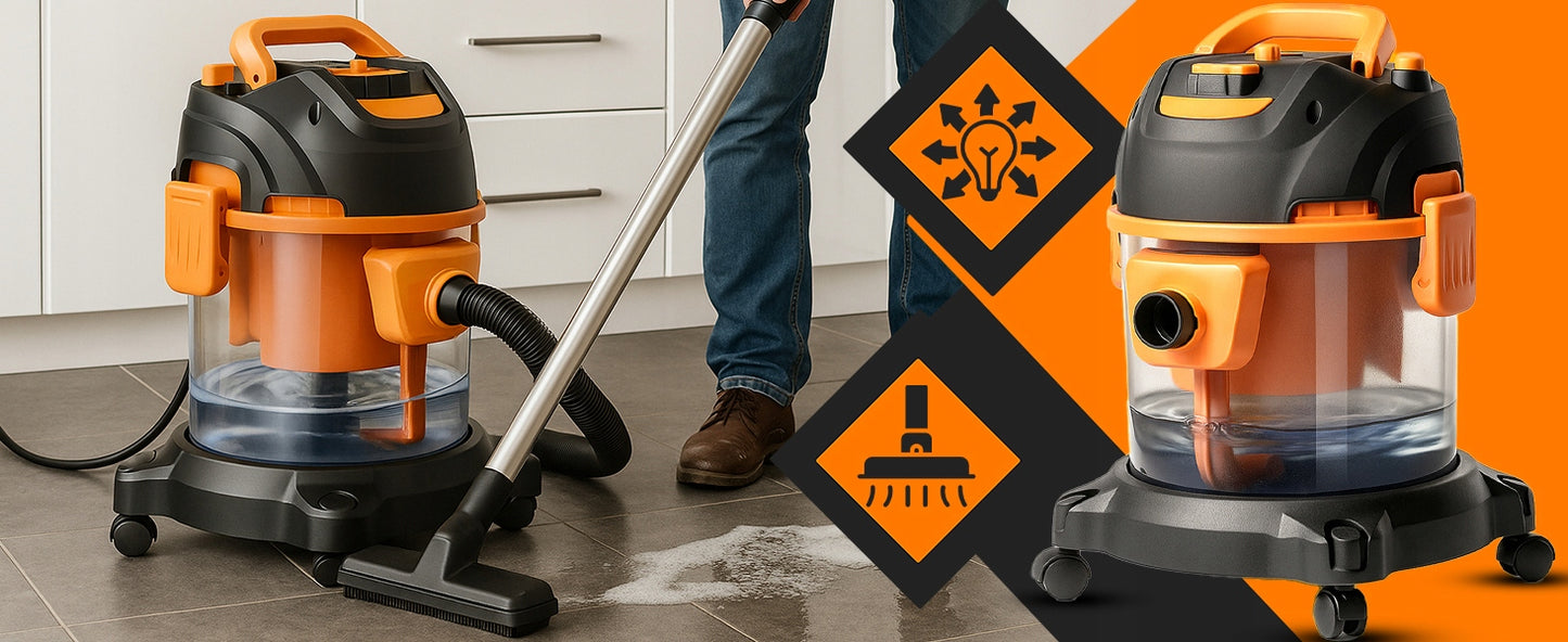 UNIVERSALUS BE MAIŠELIO PRAMONINIS SIURBLYS, 2200W, 4v1, 25L TALPA