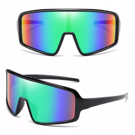 Sportiniai Akiniai Nuo Saulės Elastingi UV400 Filtro Juodi/Žali + Dėklas