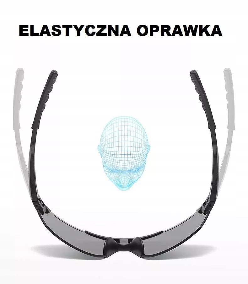 Sportiniai akiniai nuo saulės Elastingi UV400 filtras Juodi/Oranžiniai + dėklas