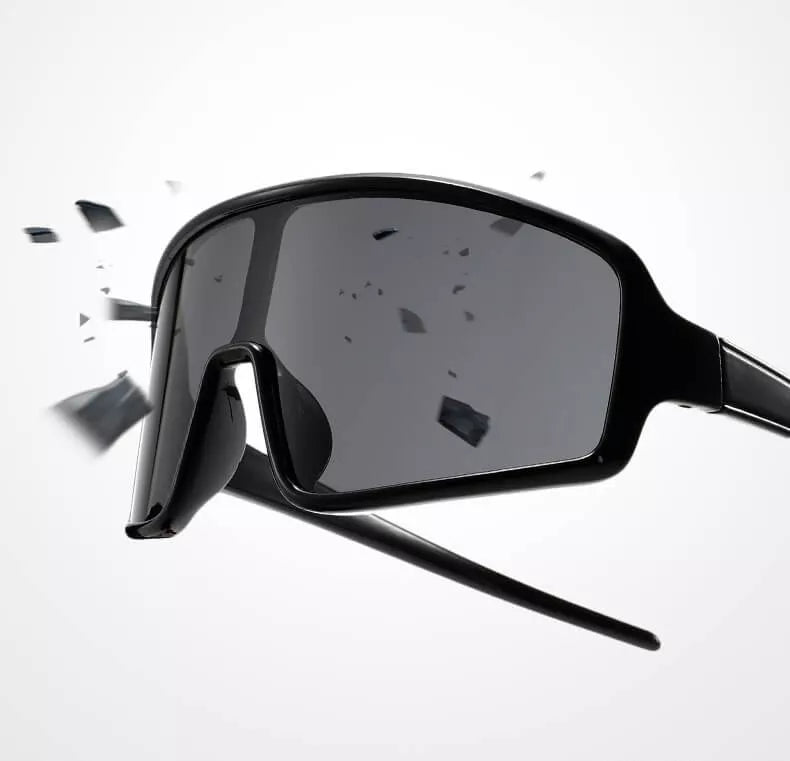 Sportiniai akiniai nuo saulės Elastingi UV400 filtras Juodi/Oranžiniai + dėklas