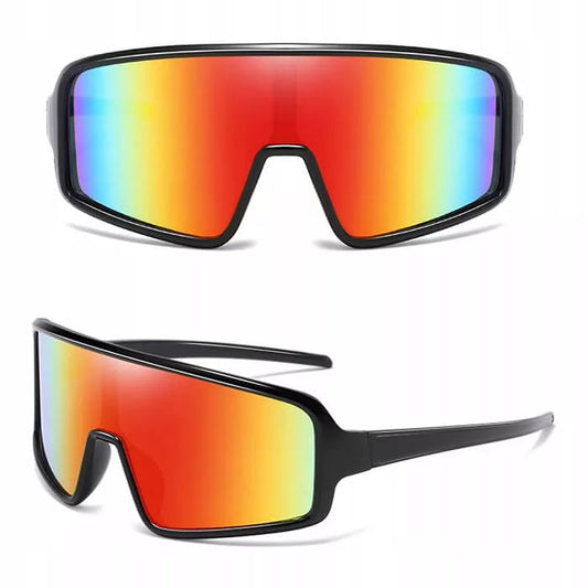 Sportiniai akiniai nuo saulės Elastingi UV400 filtras Juodi/Oranžiniai + dėklas
