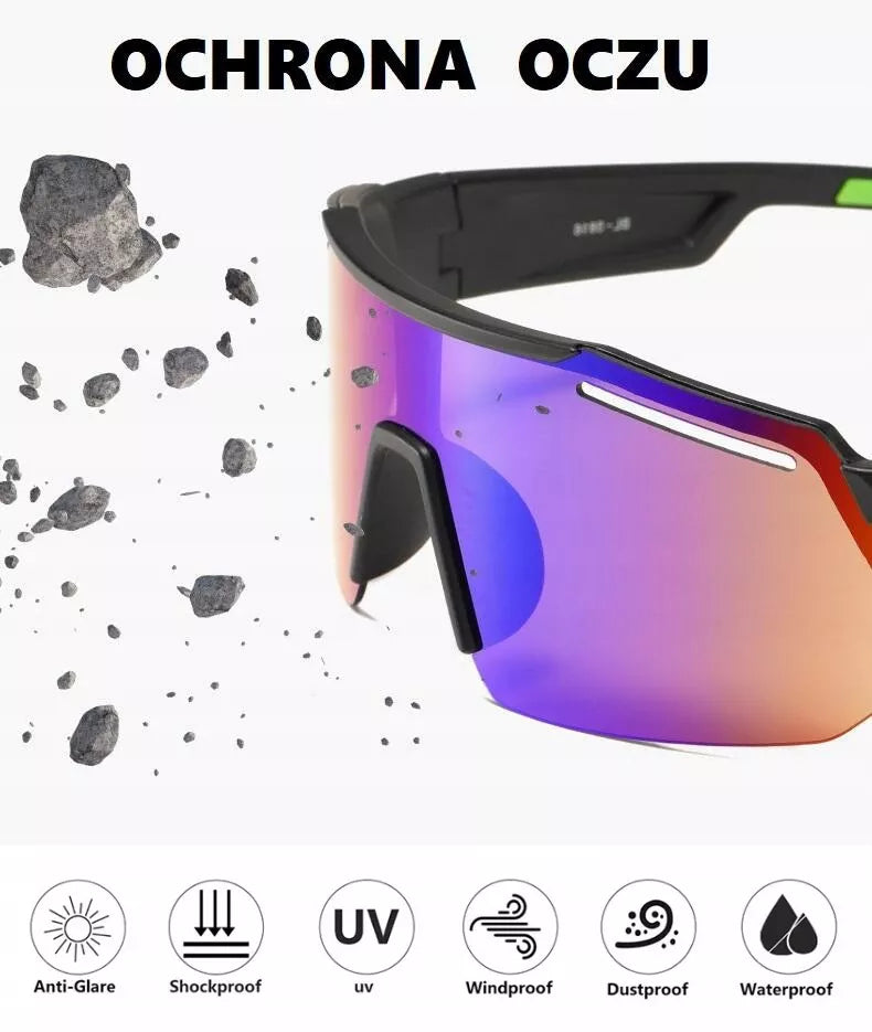 Sportiniai akiniai nuo saulės Lankstūs UV400 filtras JUODI + dėklas