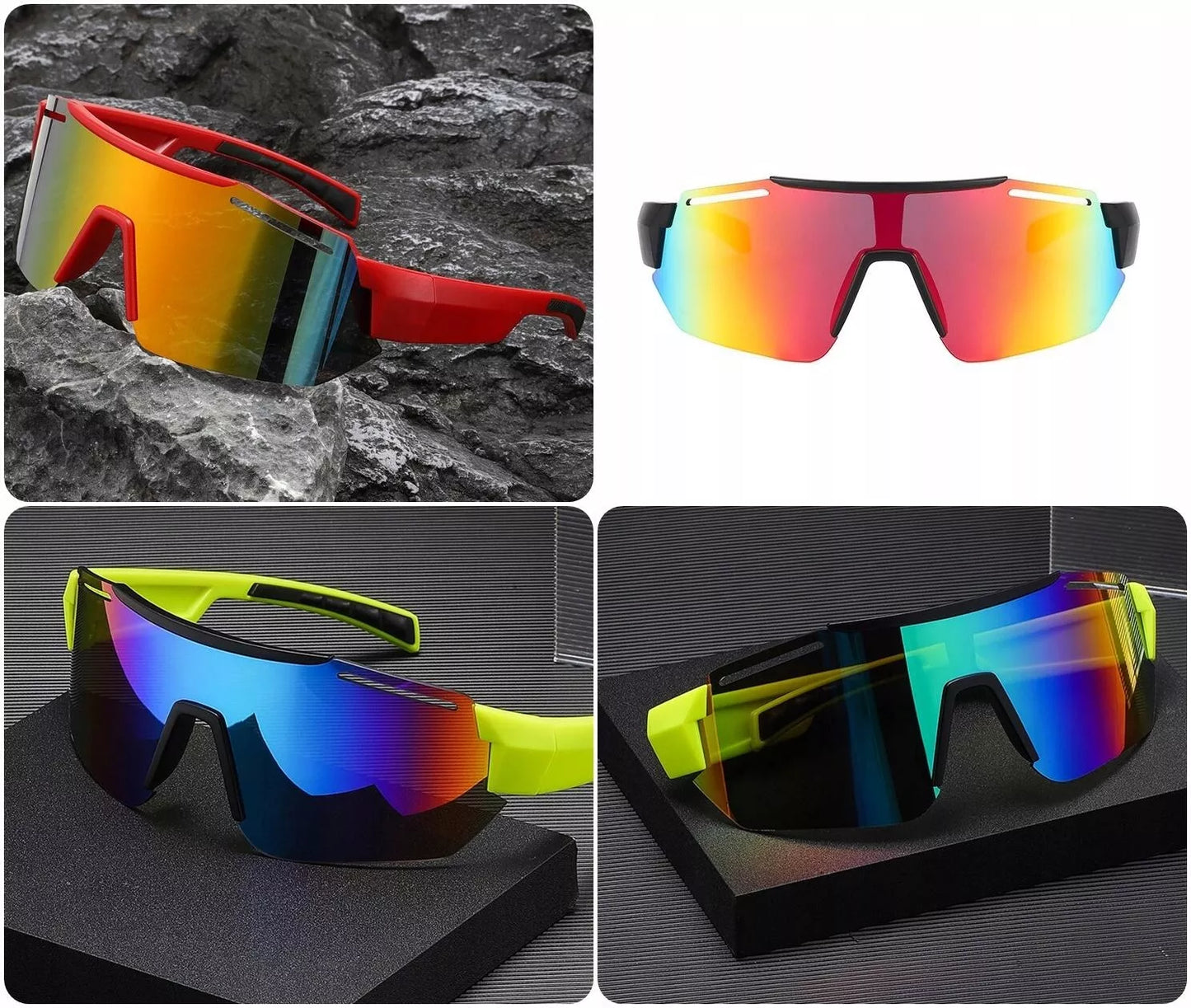 Sportiniai akiniai nuo saulės Elastingi UV400 filtras Veidrodiniai + dėklas