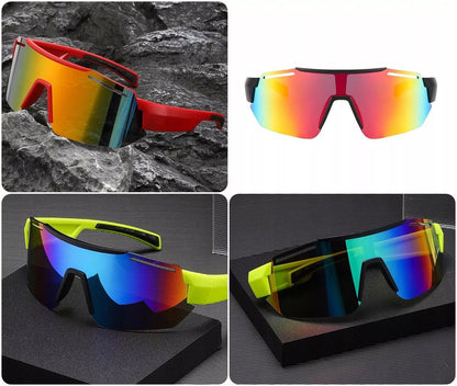 Sportiniai akiniai nuo saulės Elastingi UV400 filtras Veidrodiniai + dėklas