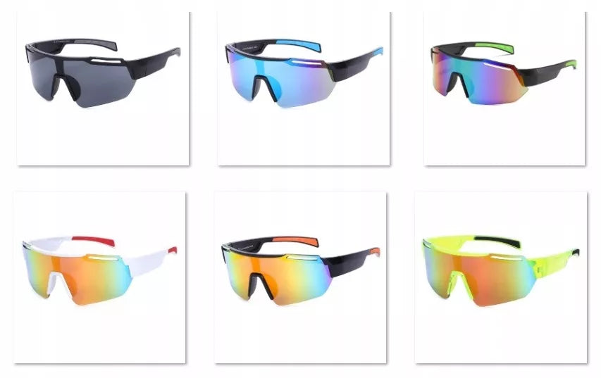 Sportiniai akiniai nuo saulės Elastingi UV400 filtras Veidrodiniai + dėklas