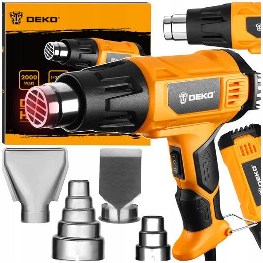 Elektrinis karšto oro pūtiklis 2000W, du greičiai, keičiami antgaliai medienai, dažams, apdailai
