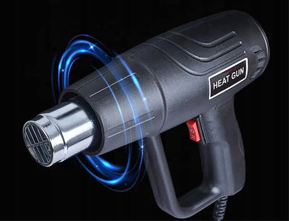 Elektrinis karšto oro pūtiklis 2000W, reguliuojamas, 230V, 2 greičiai, 100-600°C, galingas + 4 antgaliai