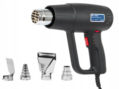 Elektrinis karšto oro pūtiklis 2000W, reguliuojamas, 230V, 2 greičiai, 100-600°C, galingas + 4 antgaliai