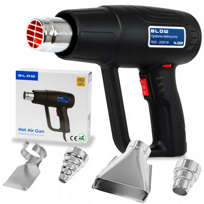 Elektrinis karšto oro pūtiklis 2000W, reguliuojamas, 230V, 2 greičiai, 100-600°C, galingas + 4 antgaliai