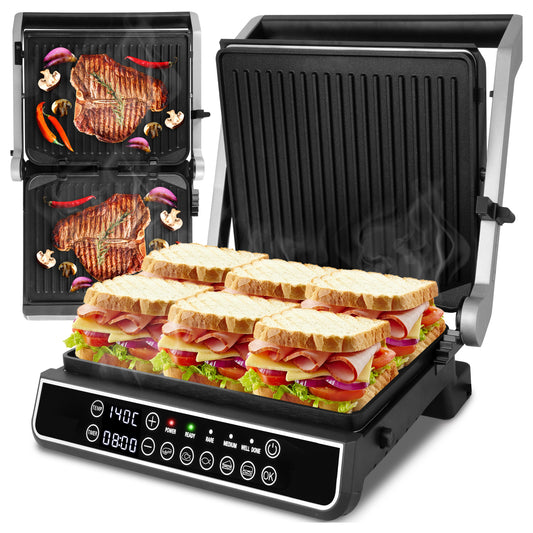 Elektrinis sumuštinių keptuvas-grilius, atidaromas, 2500W, su ekranu