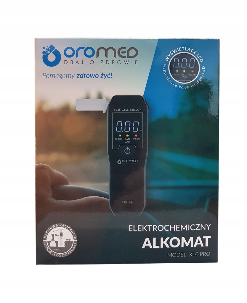 OROMED X10 Elektrocheminis alkoholio tikrintuvas Tikslus + Antgaliai + Kalibravimas 12 mėn.