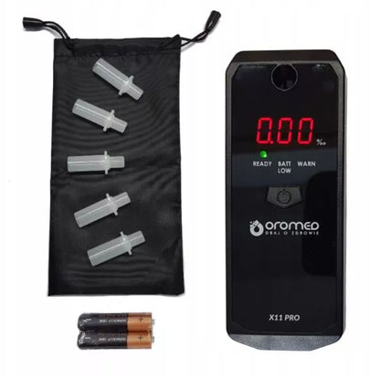 OROMED X11 PRO Elektrocheminis tikslus alkoholio matuoklis + pūstukai + kalibravimas 12 mėn.