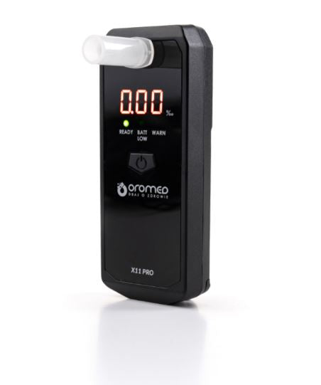 OROMED X11 PRO Elektrocheminis tikslus alkoholio matuoklis + pūstukai + kalibravimas 12 mėn.