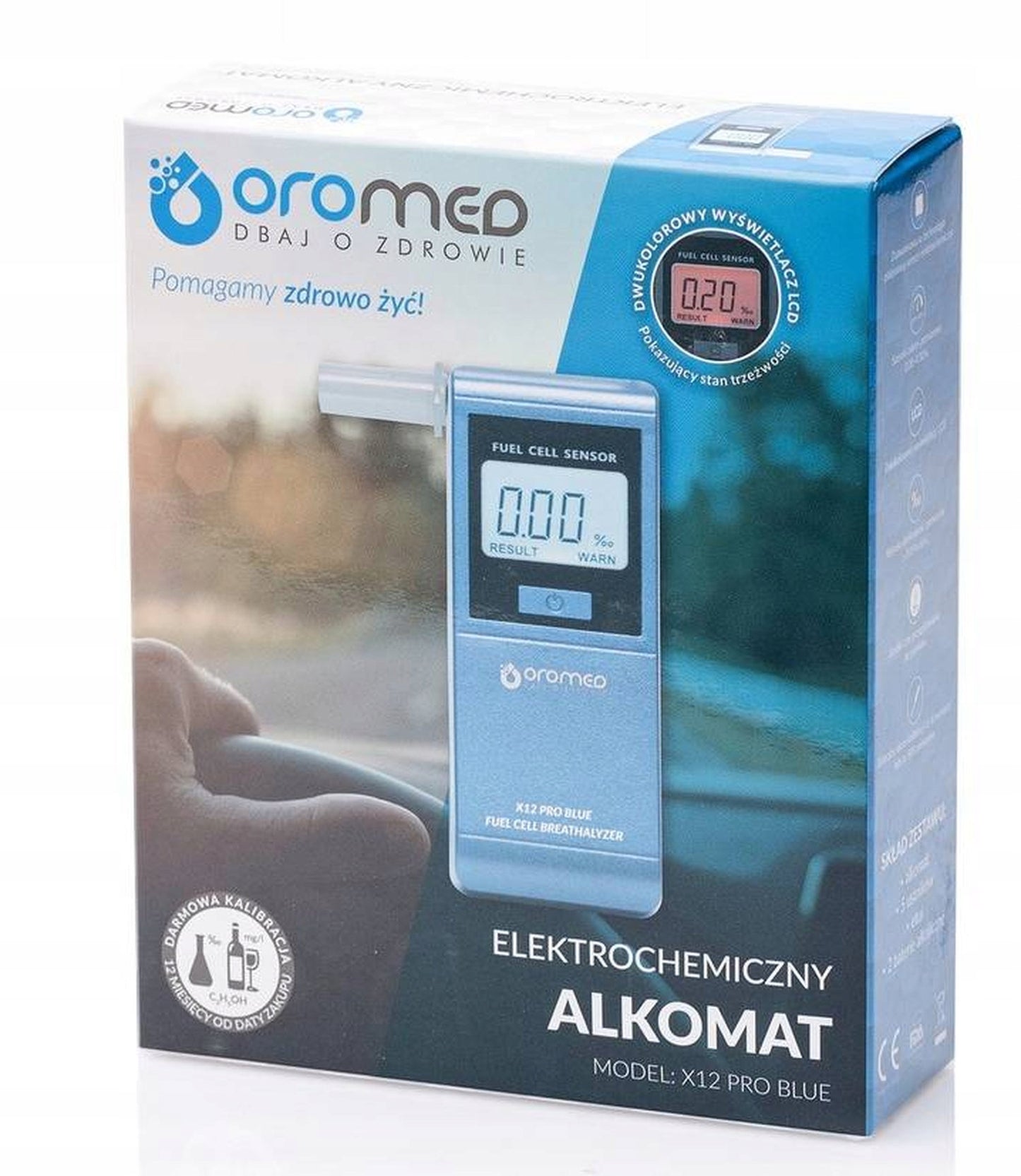 OROMED X12 Elektrocheminis Tikslus Alkotesteris + Pūstukai + 12m Kalibracija