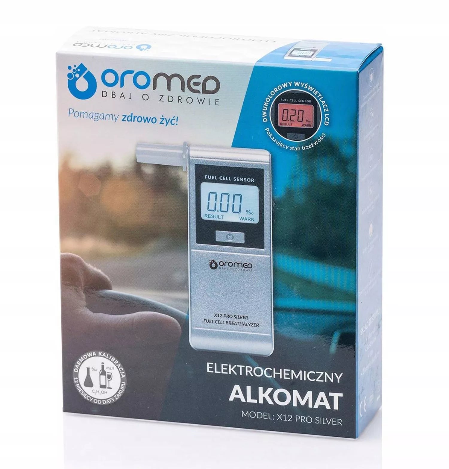 OROMED X12 Elektrocheminis Tikslus Alkotesteris + Kandikliai + Kalibravimas 12 mėn.