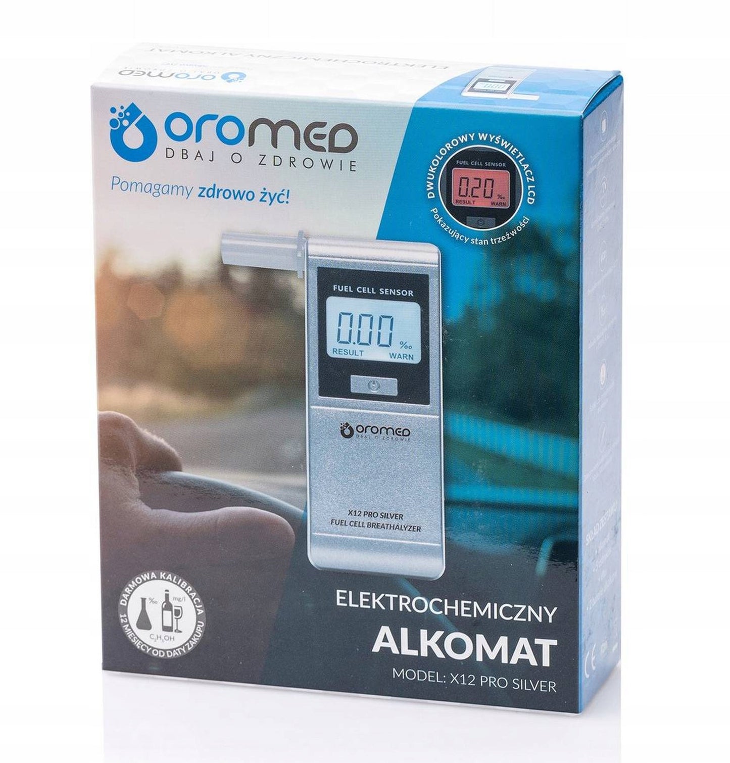 OROMED X12 Elektrocheminis Tikslus Alkotesteris + Kandikliai + Kalibravimas 12 mėn.