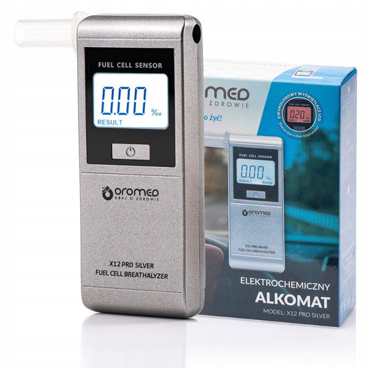 OROMED X12 Elektrocheminis Tikslus Alkotesteris + Kandikliai + Kalibravimas 12 mėn.