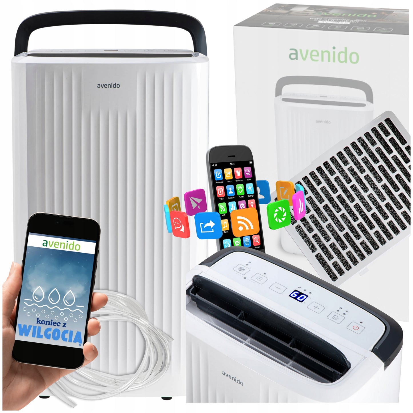 Automatinis oro sausintuvas 10l/24h WIFI 25m2 drėgmės surinkėjas laikmatis