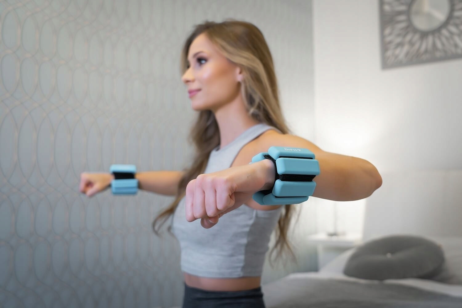 Svoriniai ant riešų ir kulkšnių treniruotėms Reguliuojami 2x 0,45 kg Mėlyni