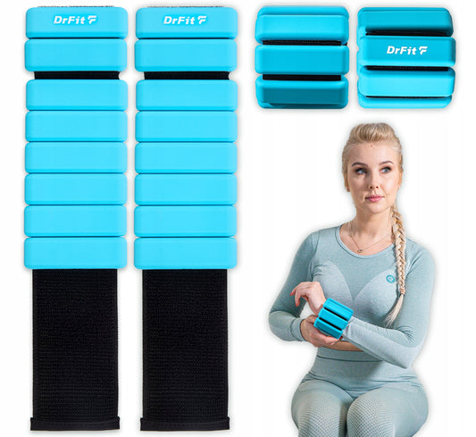 Svoriniai ant riešų ir kulkšnių treniruotėms Reguliuojami 2x 0,45 kg Mėlyni