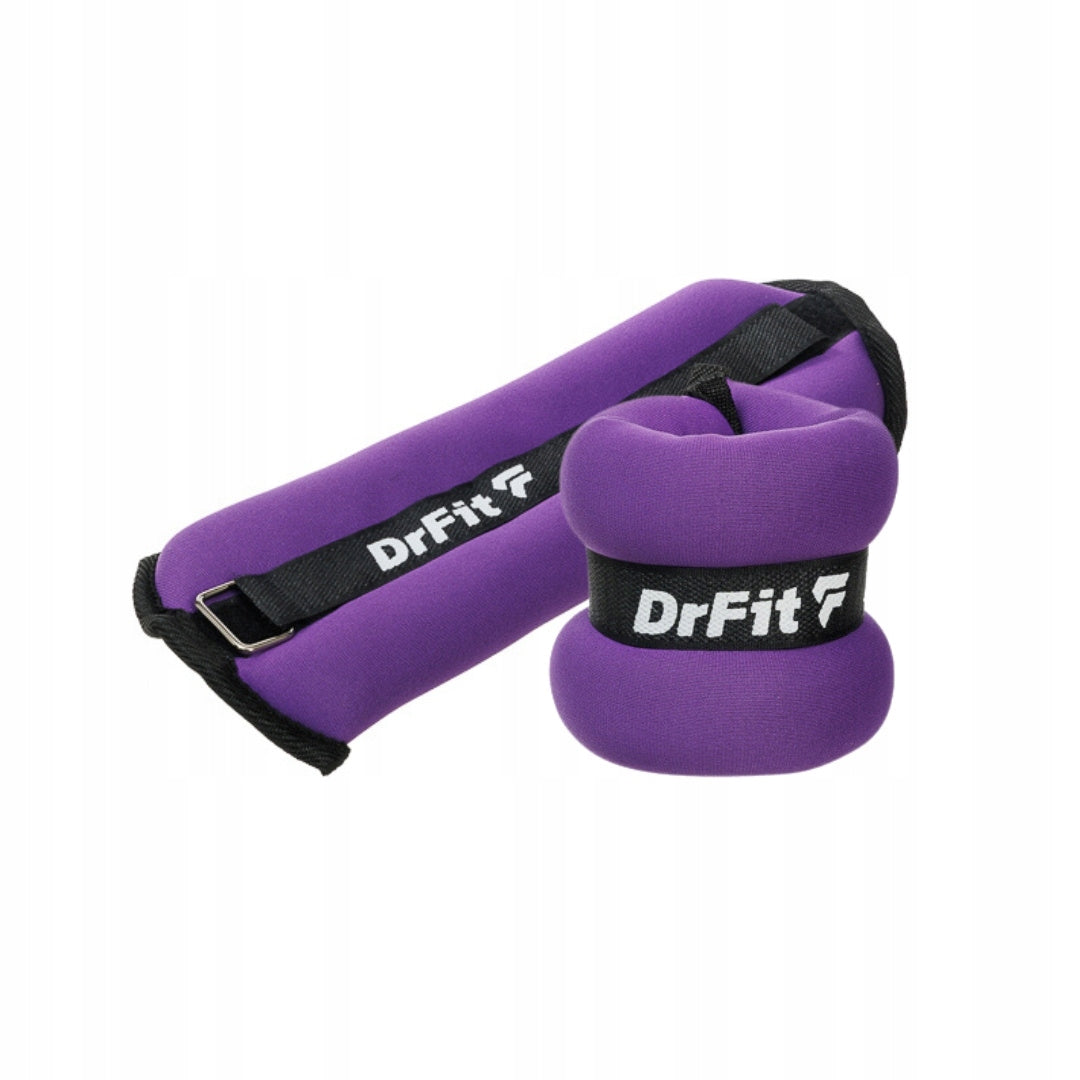 Svoriniai ant čiurnų ir riešų rinkinys 2x 2 kg treniruotėms, bėgimui, violetiniai