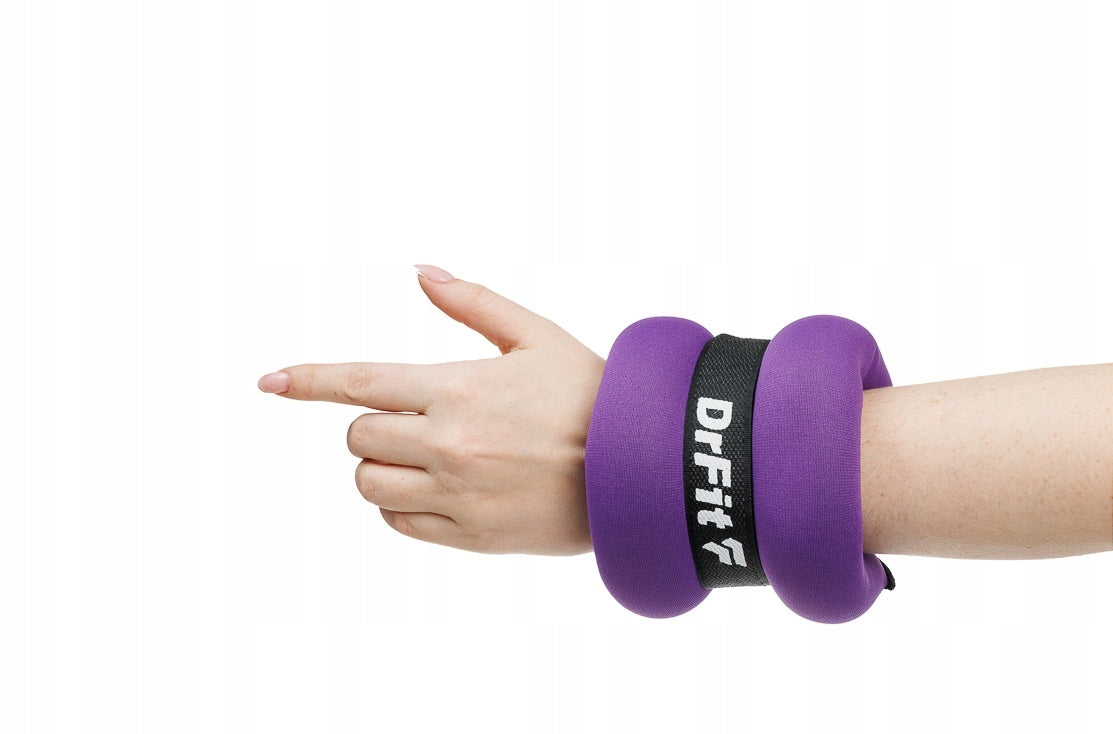 Svoriniai ant čiurnų ir riešų rinkinys 2x 2 kg treniruotėms, bėgimui, violetiniai