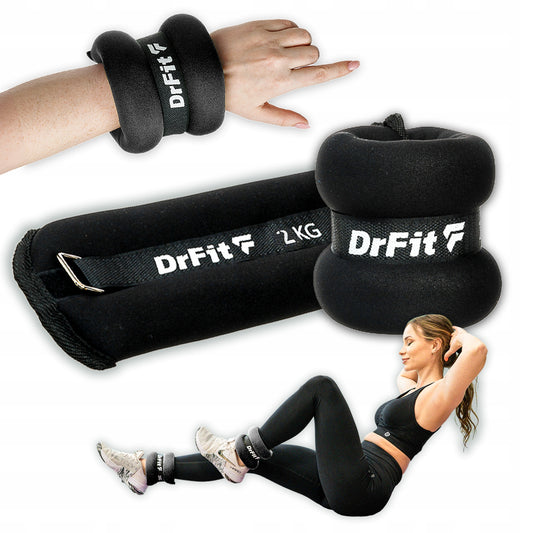 Svarstukai ant čiurnų ir riešų Bėgimui ir Sportui 2x 2kg Juodi Patvarūs