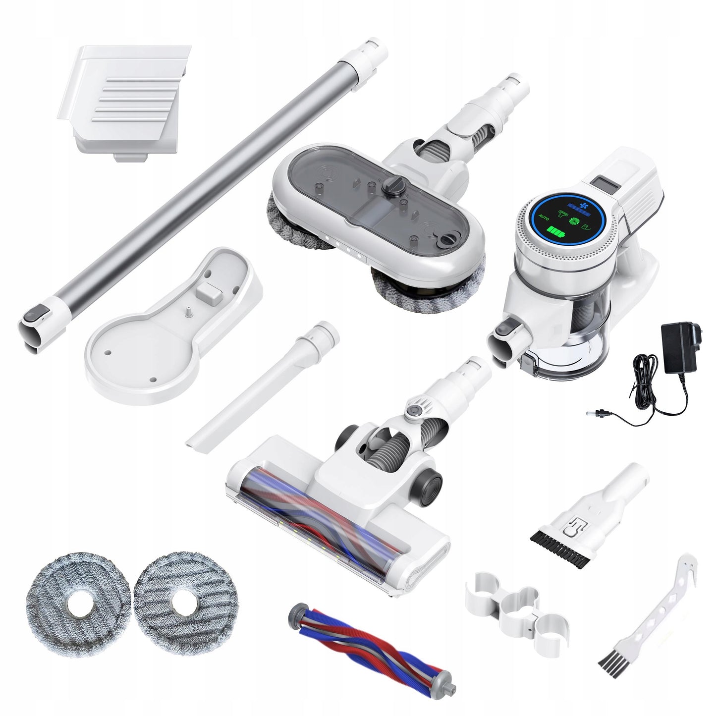 Belaidis vertikalus dulkių siurblys 2 viename su moppavimo funkcija kietoms grindims LED buitinė technika