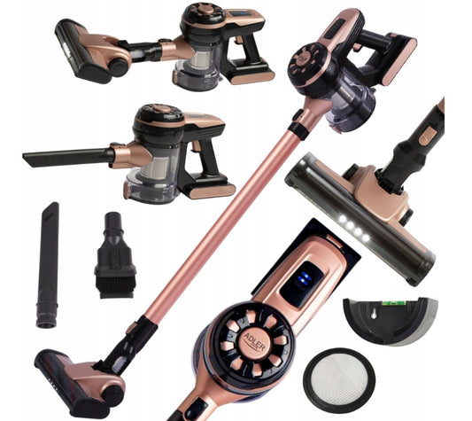 Belaidis vertikalus rankinis dulkių siurblys 2 viename, be maišelio, su elektriniu šepečiu ir HEPA filtru