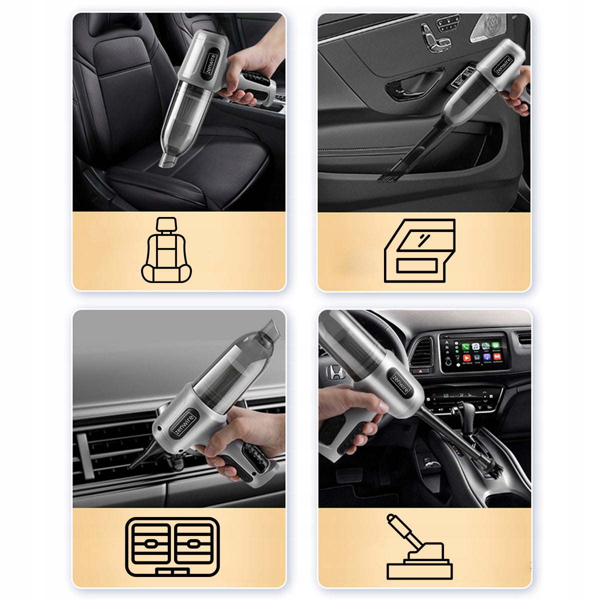 Rankinis belaidis automobilinis dulkių siurblys 2in1, pūstuvas, suspaustas oras