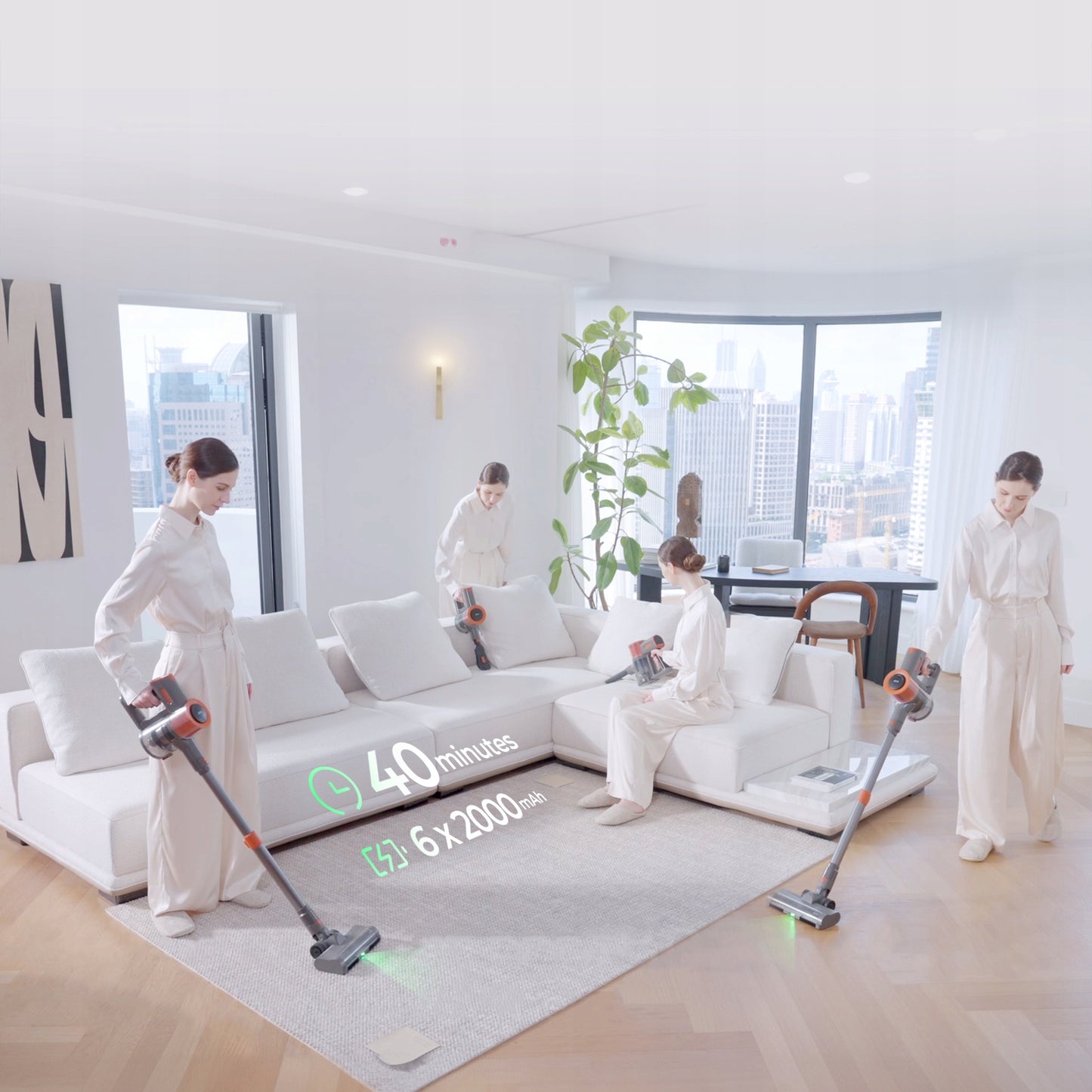 Vertikalus belaidis dulkių siurblys JIGOO C200 23Kpa 72dB 40Min 1.2L LED 350W