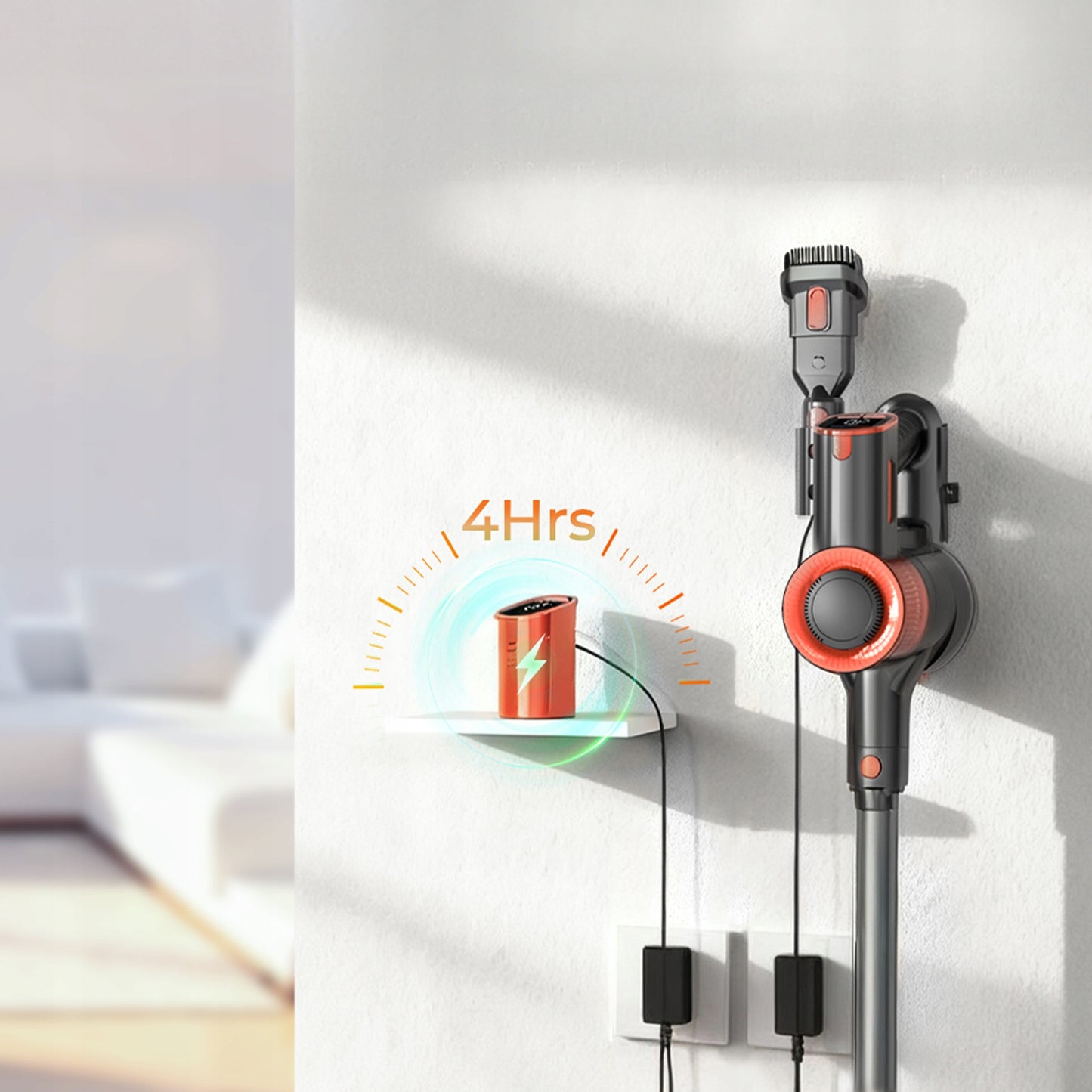 Vertikalus belaidis dulkių siurblys JIGOO C200 23Kpa 72dB 40Min 1.2L LED 350W