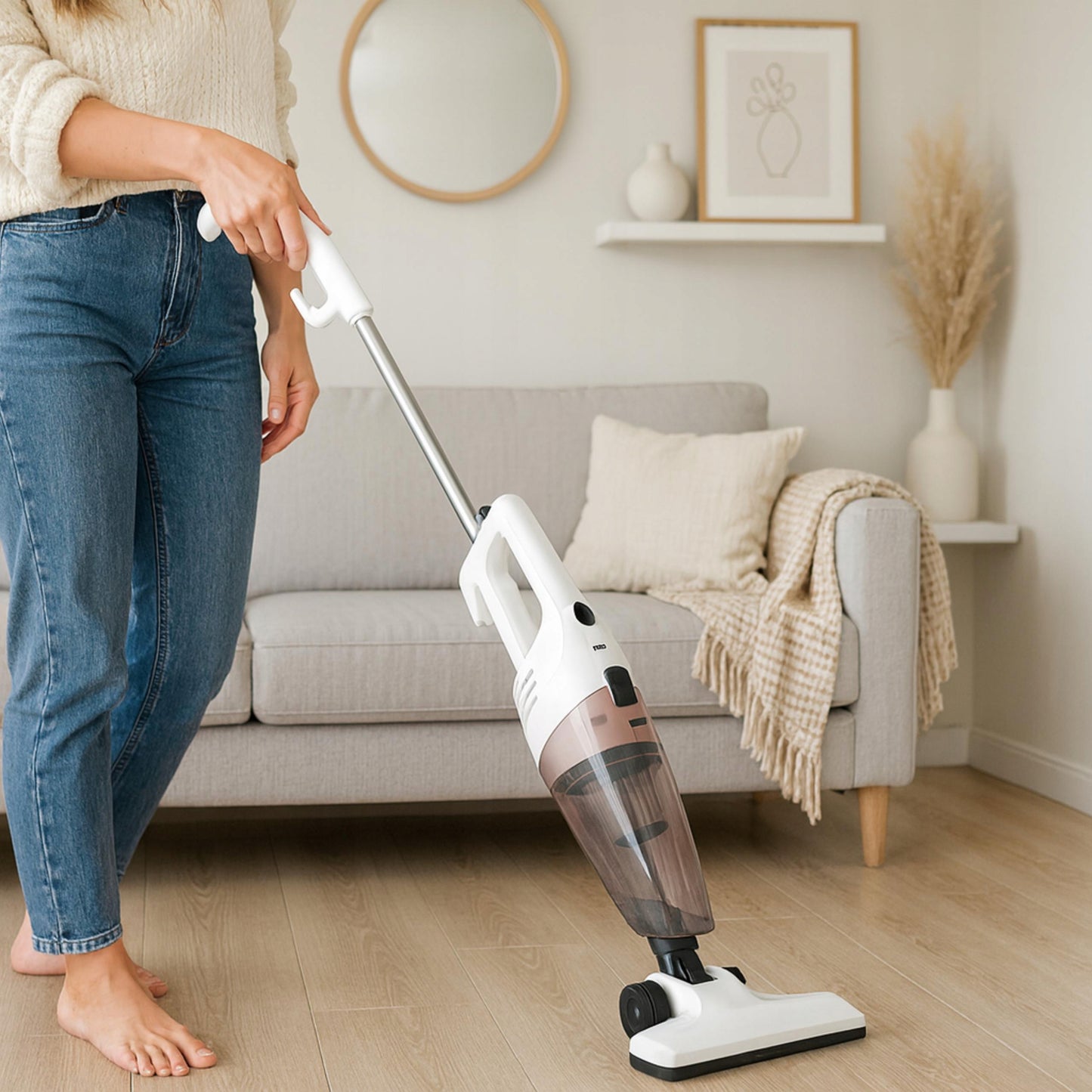 Galingas 17kPa 800W vertikalus dulkių siurblys 2-in-1, su filtru, ilgu laidu, vielinis, rankinis