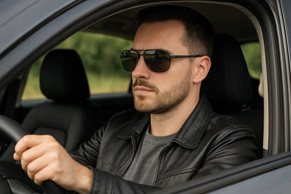 Vyriški poliarizuoti akiniai nuo saulės „Aviator Pilotki“ UV400 su dėklu