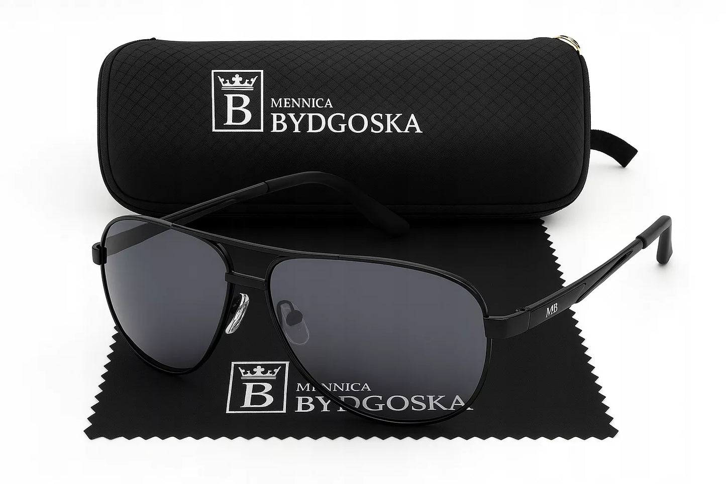 Vyriški poliarizuoti akiniai nuo saulės „Aviator Pilotki“ UV400 su dėklu