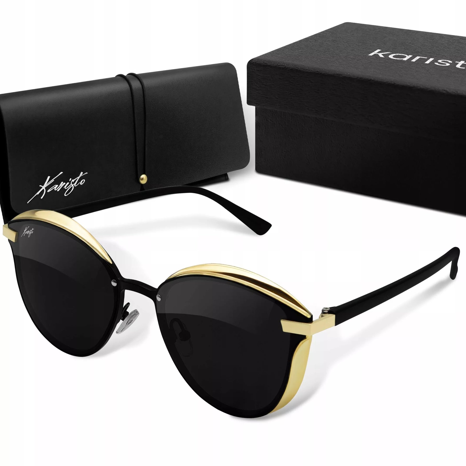Polarizuoti moteriški akiniai nuo saulės Black Gold su dėklu UV filtru