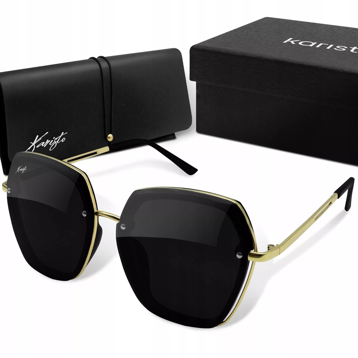 Polarizuoti moteriški akiniai nuo saulės "Coco Black" su dėklu ir UV filtru