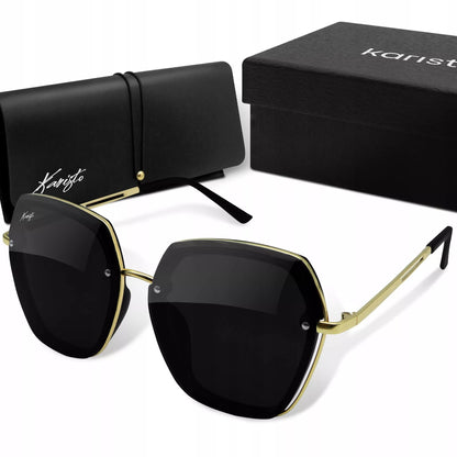 Polarizuoti moteriški akiniai nuo saulės "Coco Black" su dėklu ir UV filtru