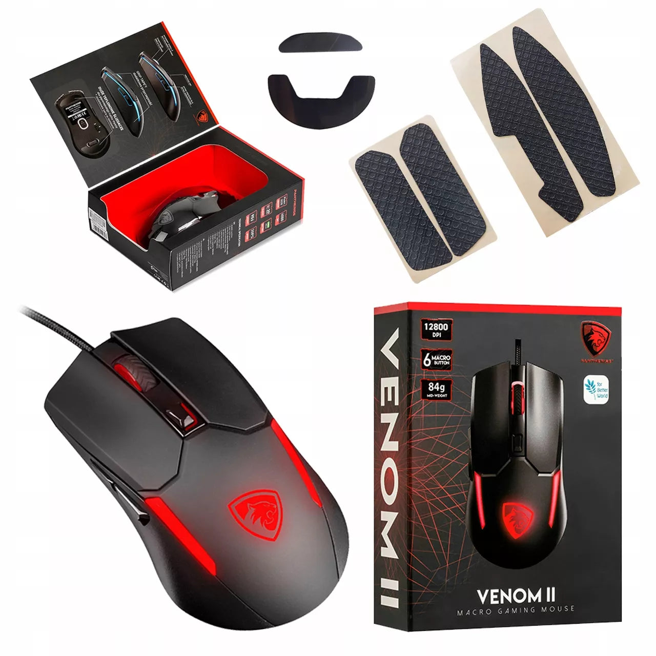 PANTHERISE VENOM II RGB Žaidimų Pelė MINECRAFT 12400DPI Žaidėjams 20 mln. Paspaudimų